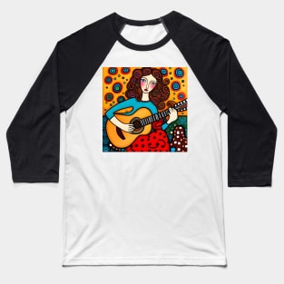 Woman playing a Guitar Baseball T-Shirt